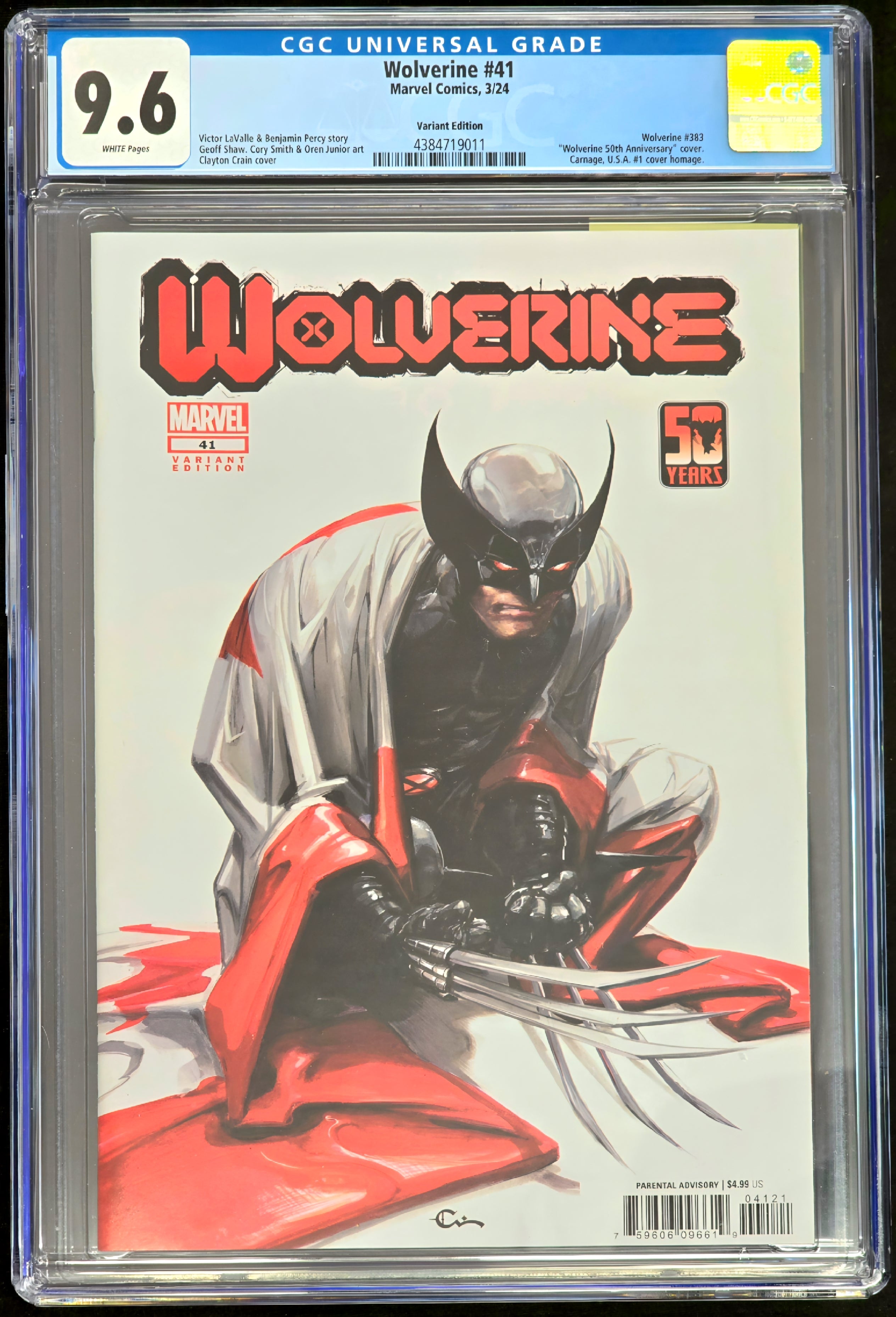 WOLVERINE #41 CLAYTON CRAIN FLAG VARIANT CGC 9.6