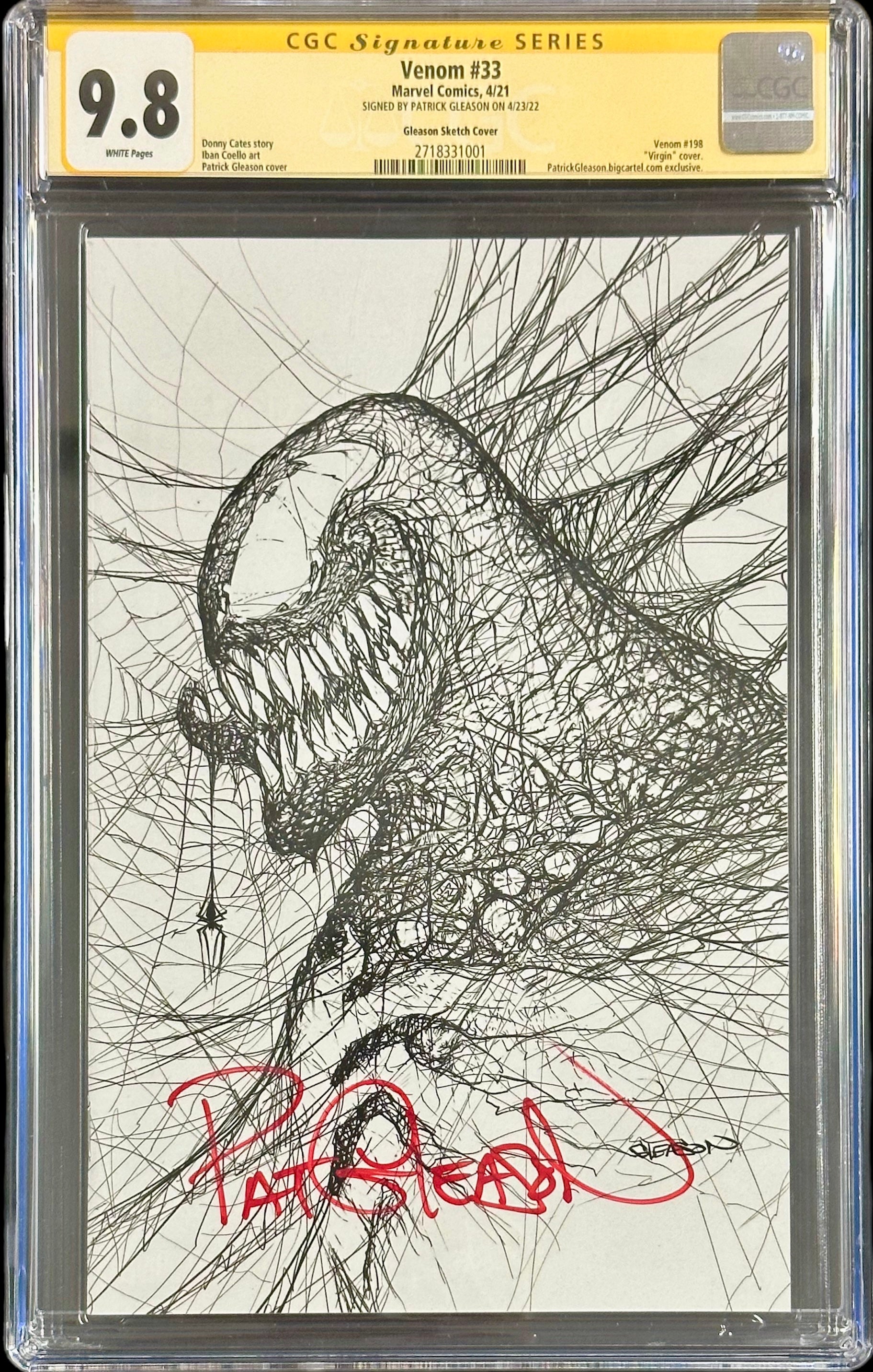 VENOM #33 WEB HEAD VIRGIN SKETCH COVER SIGNED GLEASON CGC 9.8