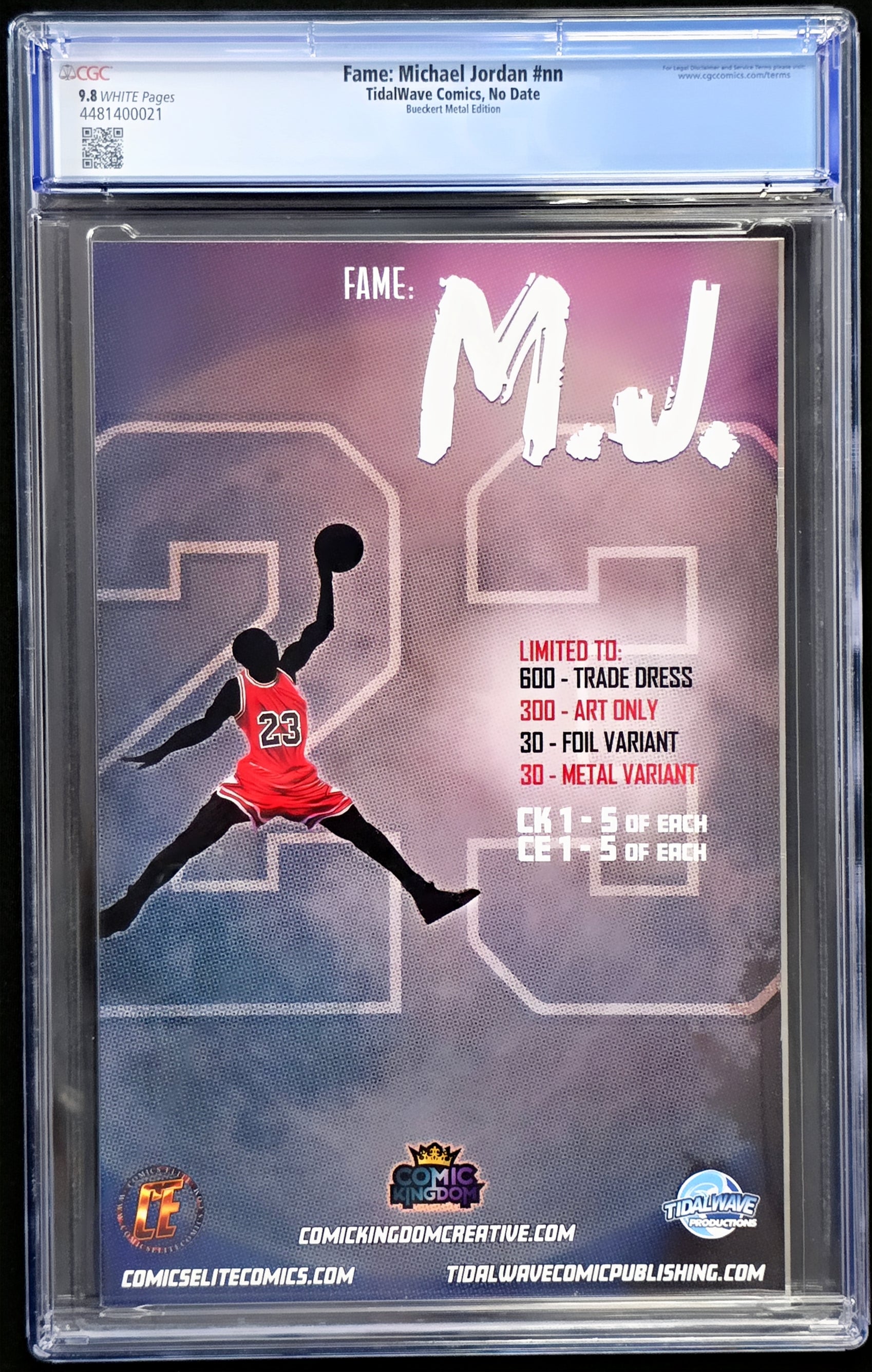 FAME: MICHAEL JORDAN METAL EDITION CGC 9.8 LTD TO 30